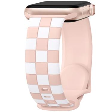 Imagem de DaQin Pulseira masculina quadriculada compatível com Apple Watch séries 10, SE, 9, 8, 7, 6, 5, 4, 3, 2 e Ultra 2 de 44 mm, 45 mm, 46 mm, 49 mm, 49 mm, 4