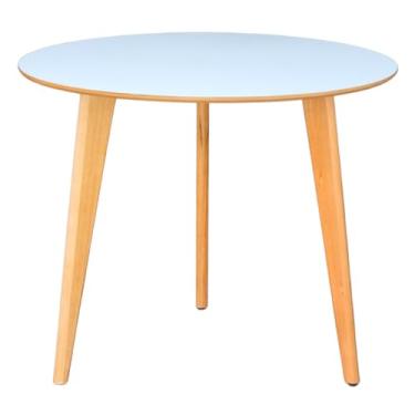 Imagem de Mesa de Jantar Redonda Júlia 90cm com Pés de Madeira Maciça (Branco)