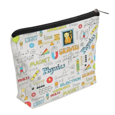 Imagem de WZJHCL Bolsa de maquiagem de ciência, kit de cosméticos para cientistas, bolsa de armazenamento de biologia, física, bolsa de presente para professores de física, Físico, Tendência