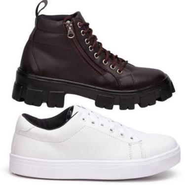 Imagem de Kit 2 prs Tenis Feminino - Tenis Cano Curto 1 Coturno Sport. Estilo Skate, Balada.-Feminino