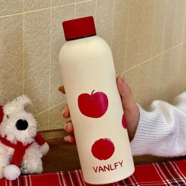 Imagem de Garrafa Térmica De Aço Inoxidável Vermelha Fosca Com Boca Pequena Para