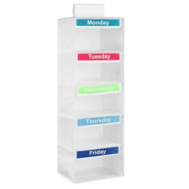 Imagem de FALESOUL Organizador semanal para pendurar no armário, para crianças, diário, segunda-feira, sexta-feira, organizador dobrável de armário, dormitório, quarto, essencial para roupas, suéter, chapéu