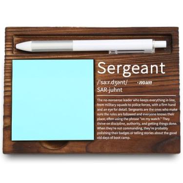 Imagem de Decoração de escritório de sargento, presente de líder militar, organizador de mesa de aplicação da lei, reconhecimento de disciplina e autoridade, suporte de notas adesivas de madeira, LQQ53