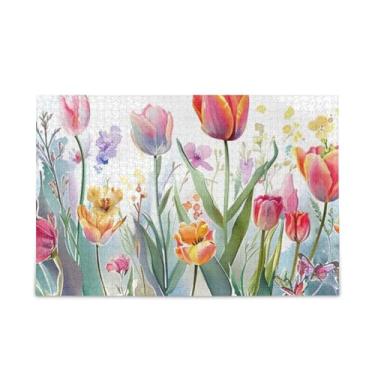 Imagem de WELLDAY Quebra-cabeça flores e tulipas 1000 peças grande jogo de arte para adultos adolescentes