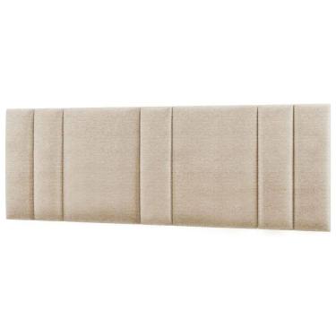 Imagem de Cabeceira Estofada Iluminação Led Glow Cama King Size 200 Cm Linho Bege
