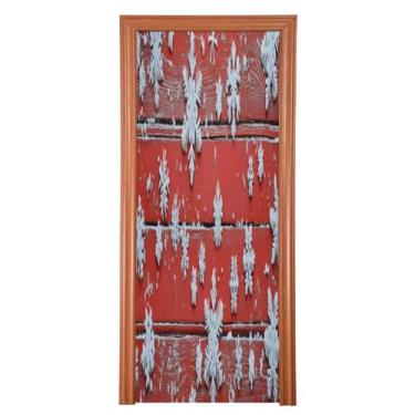 Imagem de Qilmy Fundo de madeira vermelho sob flocos de neve capa de porta 81 x 200 cm, capas de porta decoração de casa, sala de estar, corredor, porta, festas, shopping center, janela, decoração de Natal 1244