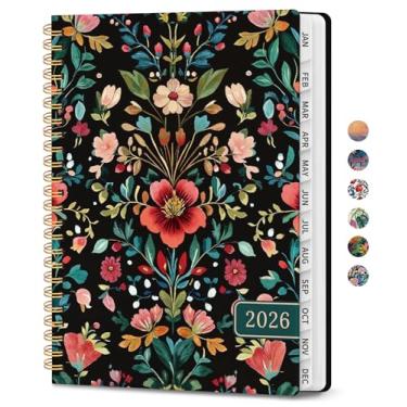 Imagem de Agenda 2026, agenda de planejamento semanal e mensal para mulheres, janeiro de 2026 a dezembro de 2026, livro de agenda de planejamento de capa dura com abas, encadernação em espiral, bolso interno