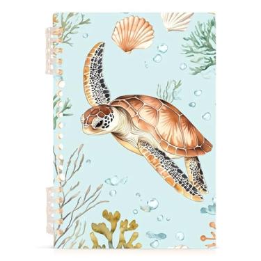 Imagem de Burbuja Caderno de tartaruga marinha em aquarela, papel pautado universitário A5 com 60 folhas, fichário para diário, escritório, 1 pacote