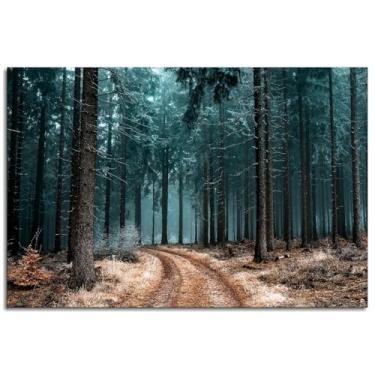 Imagem de Forest Fog Wall Art Brown Canvas Prints Path Poster For Home Conjunto de 1 Decorações Noframed 30.5 cm x 20.3 cm
