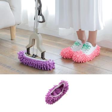 Imagem de Chinelo de Mop Prático para Limpeza Pisos em Casa Auxiliar Poeira Preguiçosos Ferramenta Prática Lavável e Reutilizável Absorção Água Macio Carros