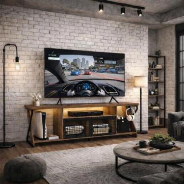 Imagem de Rack Gamer com LED RGB para TV até 60 Polegadas com Portas Metálicas e