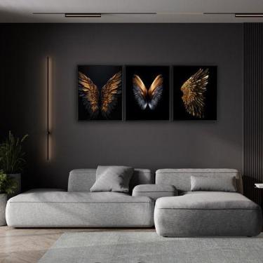 Imagem de Quadro Asas de Anjo com Moldura Canvas 63x93cm - RR Decor, Moldura Pre