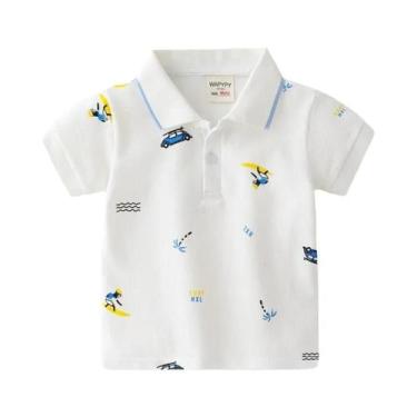 Imagem de Polo com gola para crianças de 1 a 2, 3, 4, 5, 6 e 7 anos de idade, co