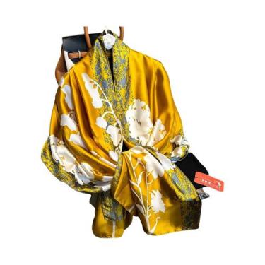 Imagem de Lenço De Seda Luxuoso Feminino 180x90CM Estampa Fashion Xale Longo Pro
