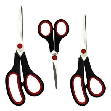 Imagem de Kit de Tesouras 3 peças 20 cm. 19 cm. e 14 cm. Linha Prátika SQ-3253 -