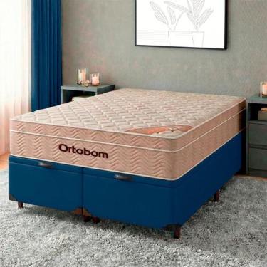 Imagem de Cama Box Bau Blindado Queen + Colchão Molas Ensacadas - Ortobom
