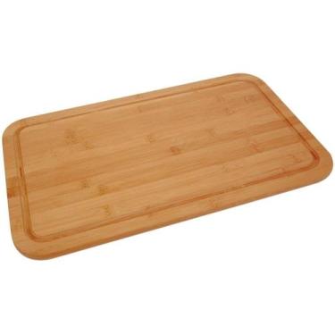 Imagem de Tabua de Carne Corte Churrasco Grande Bambu Madeira 50x30 com Canaleta