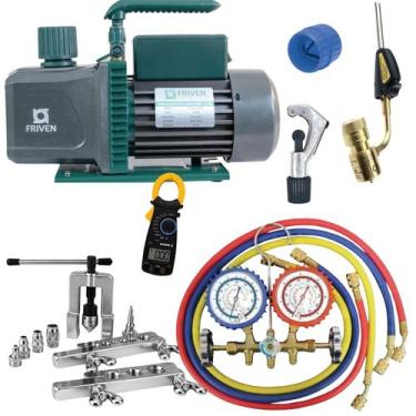 Imagem de Kit Refrigeração com Bomba de Vácuo Duplo estagio e Manifold - Refrige