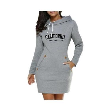 Imagem de Vestido Feminino De Manga Comprida Com Capuz, Estampa De Moda Da Calif
