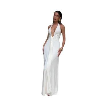 Imagem de Vestido Elegante Sem Mangas Com Decote V Profundo E Alças Para Mulhere