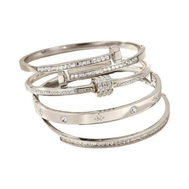 Imagem de Conjunto De Pulseiras Elegantes Em Aço Inoxidável Unissex Acessório De