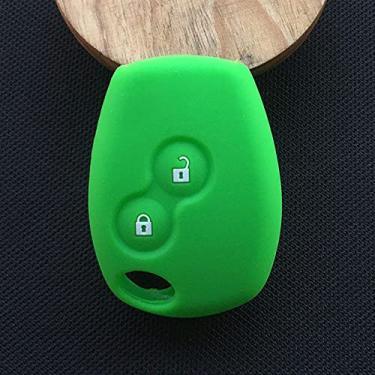 Imagem de YJADHU Porta-chaves de silicone para proteção do porta-chaves do carro Porta-chaves porta-chaves, adequado para Renault Clio Scenic Megane Duster Sandero Captur, verde
