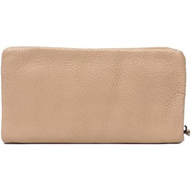 Imagem de Carteira longa de couro genuíno portátil feminina, suportes de cartão funcionais de cor sólida simples designchic bolsa feminina bolsa de couro diária requintada, branca, 10x19cm, Uptodate1
