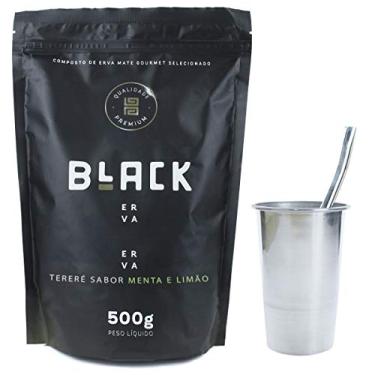 Imagem de COPO DE TERERÉ ALUMÍNIO + BOMBA DE TERERÉ INOX + BLACK ERVA 500G (Menta e Limão)