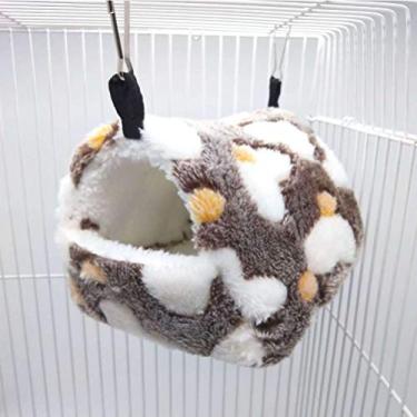 Imagem de Yu-Xiang Hamster Love Padtern rede chinchilas materiais quentes pequenos animais de estimação Ninho de algodão Tapete de ninho de habitat para esquilo Hedgehog Guiné Totoro Pig Bed House Cage Nest Hamster AcessóriosYu-Xiang S marrom