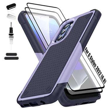 Imagem de ymxdmd Capa resistente para Motorola Moto G Stylus 2022 de 6,8 polegadas, 4 cantos com airbags [proteção contra quedas de 3,6 metros], capa antiderrapante com suporte de para-choques sem fio e