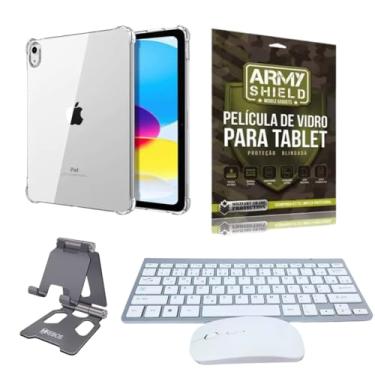 Imagem de Kit Capa AntiShock Para Ipad 10.9" + Teclado e Mouse Bluetooth + Suporte + Pelicula de Vidro 3D - ArmyShield
