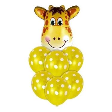 Imagem de Buque de Balões Animal Print 24"- Girafa - 01 Balão Metalizado + 6 Bal