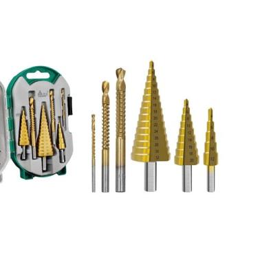 Imagem de Kit 6 Peças Brocas Escalonadas 432MM Titânio Com Caixa Profissional - 