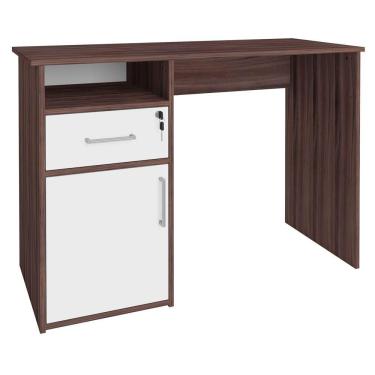 Imagem de Escrivaninha Mesa Para Escritório 1 Porta 1 Gaveta Mobile Hall Ipê/branco Artany