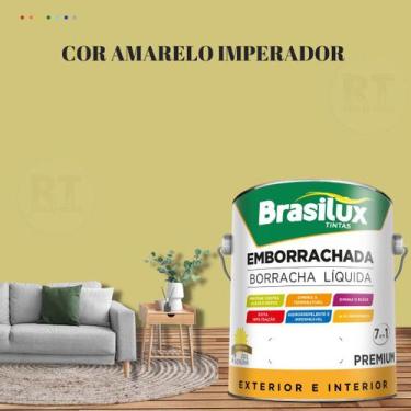 Imagem de Tinta Borracha Líquida Amarela Para Parede 3,2l  Lavável Impermeável B