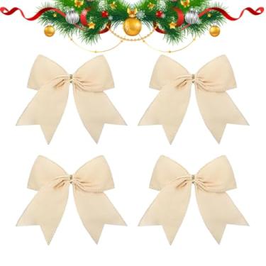 Imagem de Laços De Veludo Para O Natal - 4 Peças Para Decoração - Decoração De Laço Para Árvore De Natal | Para Grinalda Janela Porta Parede Escadas Cerca Lareira Casa Escritório Festa