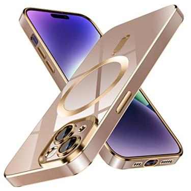 Imagem de YSLBWLE Capa para iPhone 13, [Compatível com Magnético], [Proteção contra quedas de grau militar de 3,5 m] [Antiamarelamento] Capa protetora de luxo de TPU macio fino para iPhone 13 - ouro rosa