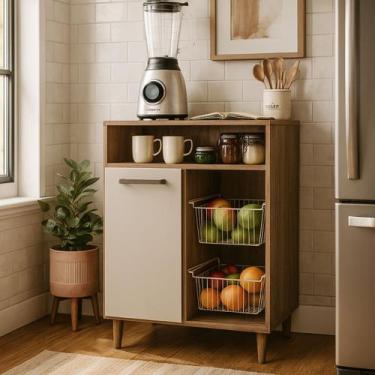 Imagem de Balcão Fruteira Multiuso Porta Ana com Pés e Espaço para Forno Cozinha