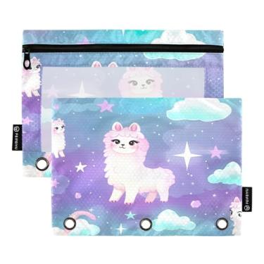 Imagem de Wassud Cute Lhama Pacote com 2 Pastas de Fichário Pastas de Bolso com 3 Furos, Pasta Organizadora de Fichários para Casa, Escritório