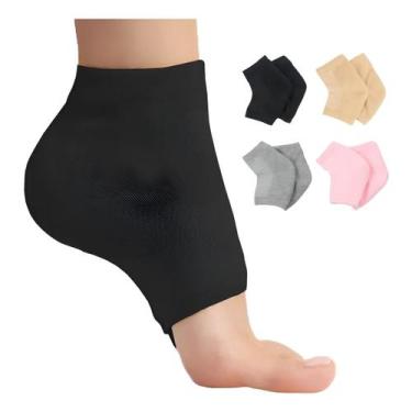 Imagem de Meia Tornozeleira Para Calcanhar Silicone Dor Rachadura - Dexin, Preto