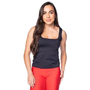 Imagem de Regata Feminina Estilo do Corpo UV50+ Decote Quadrado Preto, Preto, M