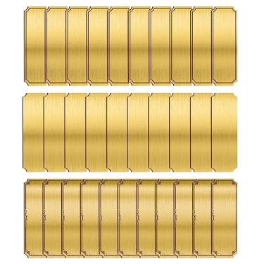 Imagem de Placas de nome, 30 peças de placa gravada em latão sólido, placas de troféu gravadas, placa de nome personalizada com suporte adesivo ou parafusos, 7,6 cm L x 2,5 cm A
