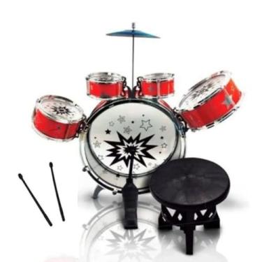 Imagem de Bateria Infantil com Banquinho Vermelho, Importway