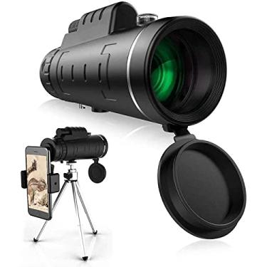 Imagem de Telescópio monocular, monocular HD de alta potência 40x60 com suporte para smartphone e tripé, monocular à prova d'água com foco de prisma FMC durável e claro para acampamento de observação