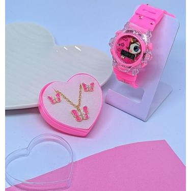 Imagem de Kit Relógio Digital Pisca Luz Colorido Toca Musica Princesa Disney + C