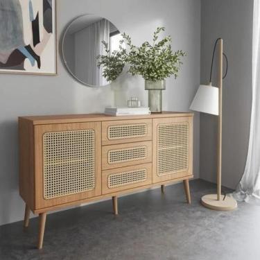 Imagem de Buffet Aparador 135cm 3 Gavetas 2 Portas Tela Natural Freijó - Dallaco