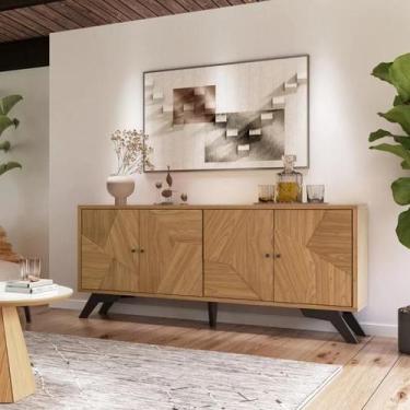 Imagem de Buffet Aparador MDF 180cm 4 Portas Freijó/Preto Fosco - Dallacosta