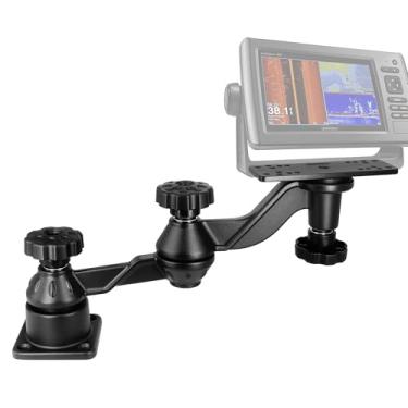 Imagem de WINDFRD Suporte para localizador de peixes marinhos, suporte de plotter cartográfico de alumínio com braço ajustável de seção dupla reforçada, suporta tela de 9 a 12 polegadas, compatível com Garmin