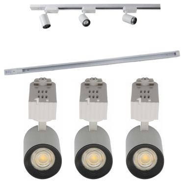 Imagem de Kit 1 Trilho Eletrificado De 1 Metro 3 Spots 7W Branco