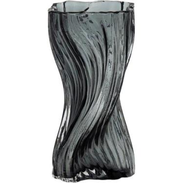 Imagem de VASO DECORATIVO ENFEITE CASA VIDRO 25x15x14cm CINZA - HOMECO, Material